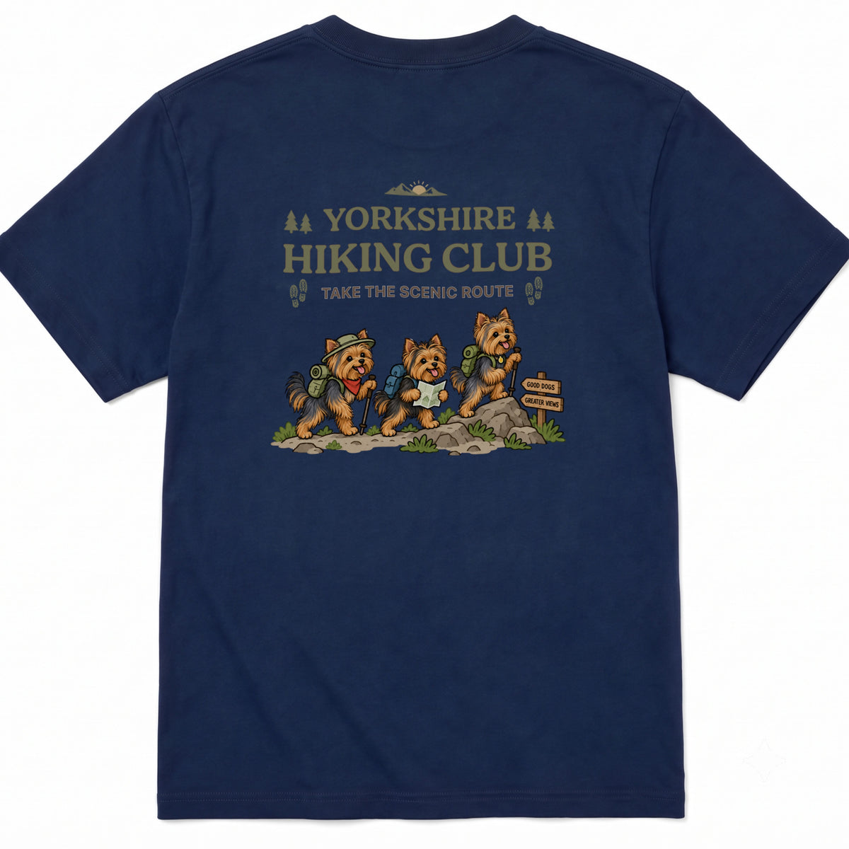 Yorkshire Terrier hiking club バックプリント Tシャツ