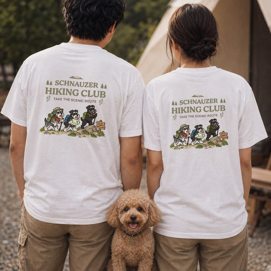 Schnauzer hiking club バックプリント Tシャツ