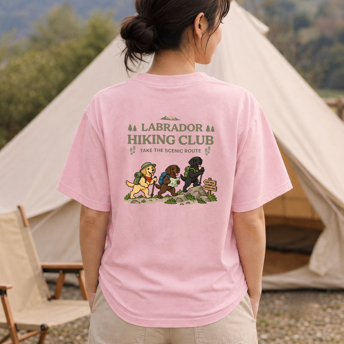 Labrador hiking club バックプリント Tシャツ