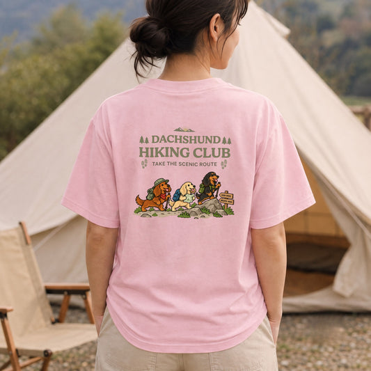 Dachshund hiking club バックプリント Tシャツ