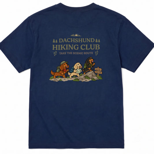 Dachshund hiking club バックプリント Tシャツ