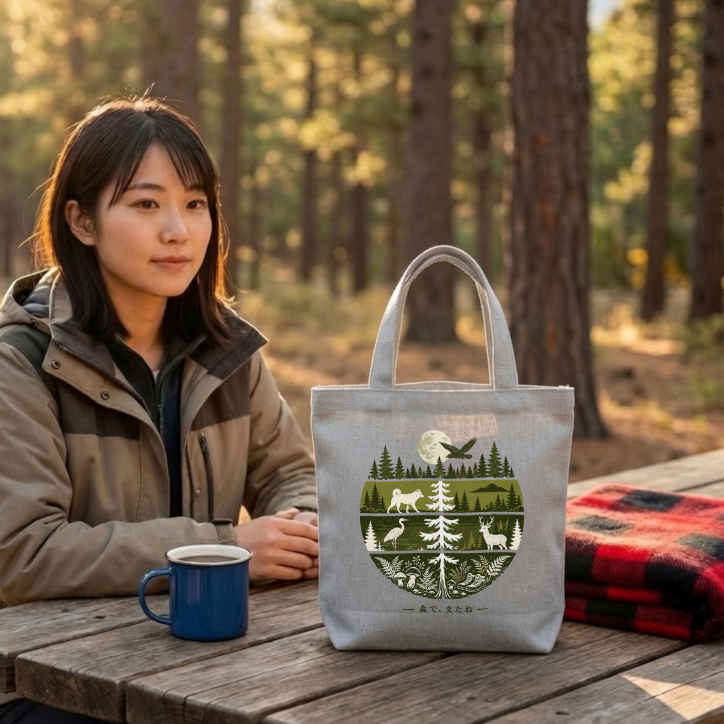 【熊・野生動物・森林】大容量キャンバストートバッグ | CAMPMODE