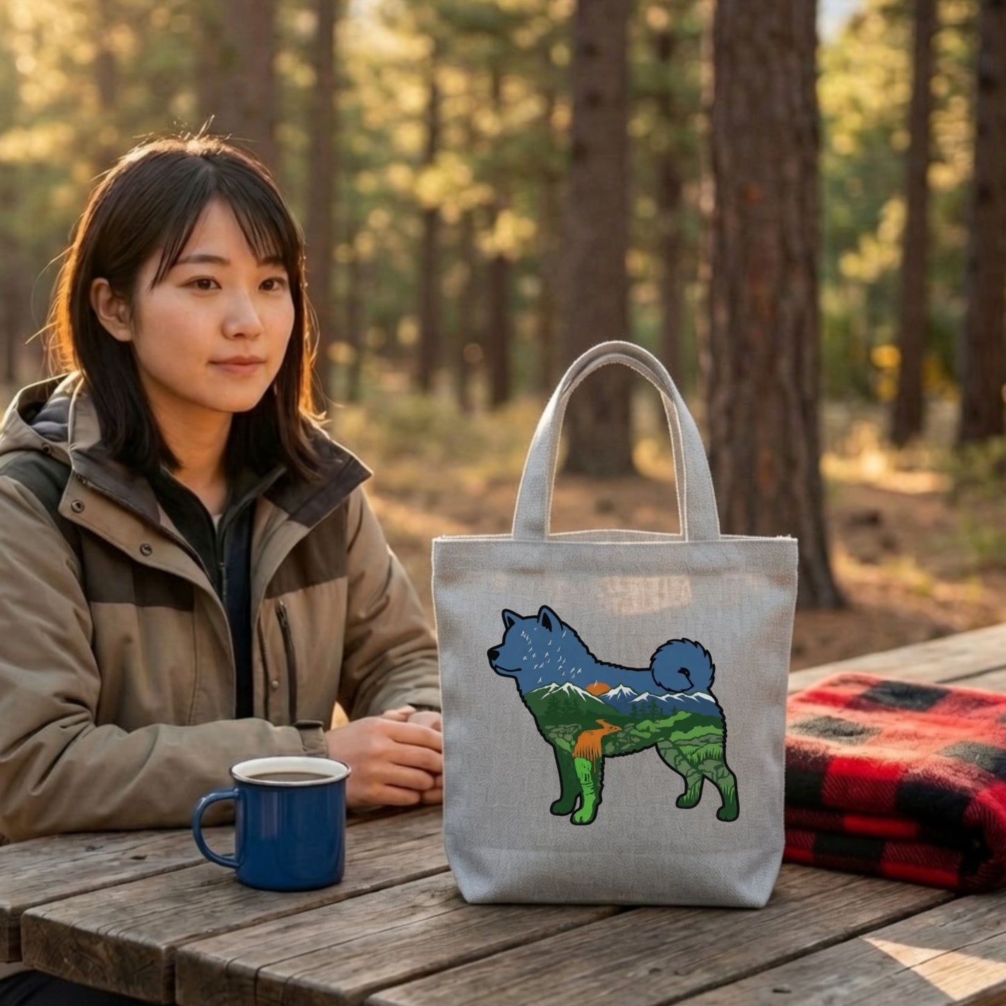 【Akita】マウンテン風景キャンバストートバッグ | CAMPMODE