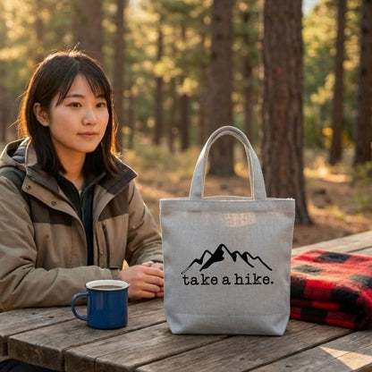 【テイク・ア・ハイク・山脈デザイン】キャンバストートバッグ | CAMPMODE