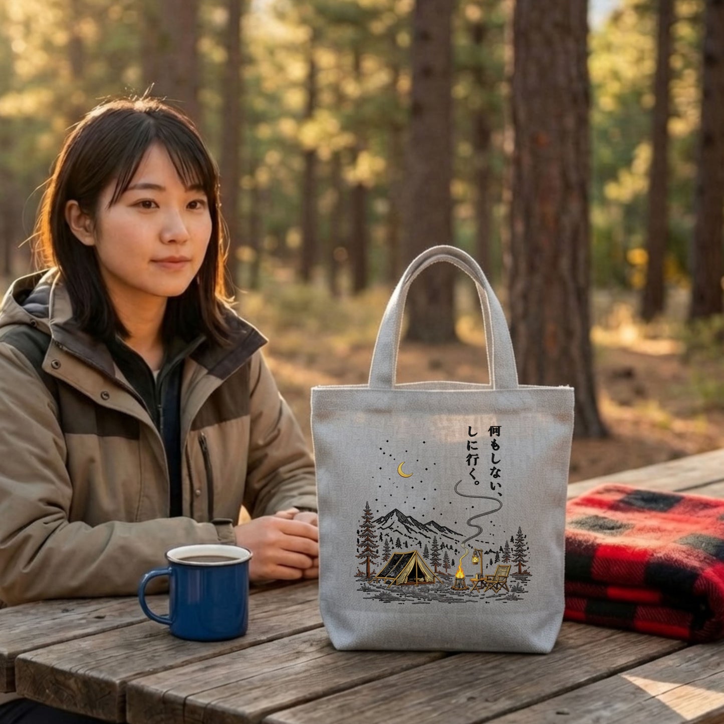 【何もしないをしに行く・キャンプデザイン】2キャンバストートバッグ | CAMPMODE