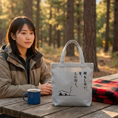 【何もしないをしに行く・キャンプデザイン】キャンバストートバッグ | CAMPMODE