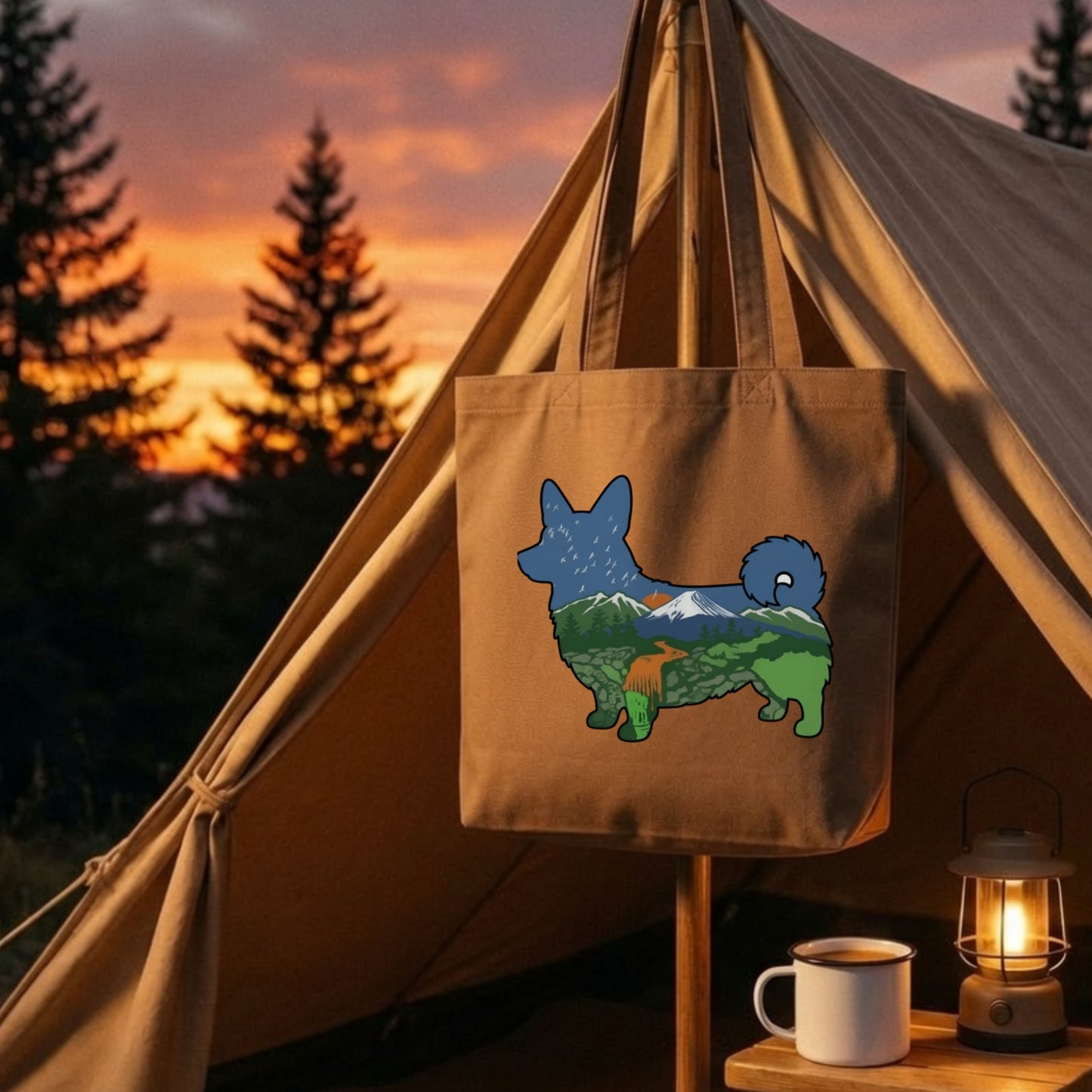 【Corgi】マウンテン風景キャンバストートバッグ | CAMPMODE