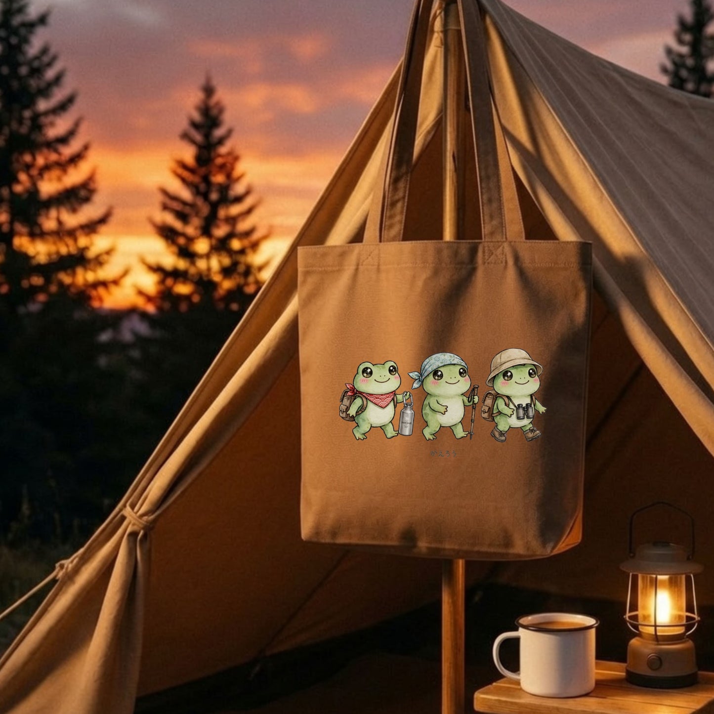 【カエル・ハイキング＆キャンプ】トートバッグ | CAMPMODE