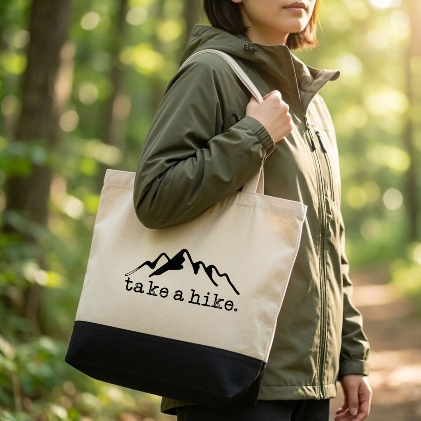 【テイク・ア・ハイク・山脈デザイン】キャンバストートバッグ | CAMPMODE