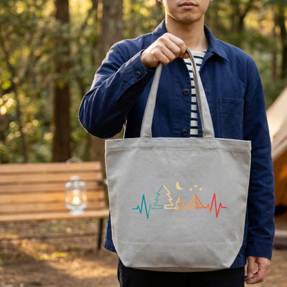 【キャンプの鼓動】カラフルキャンバストートバッグ｜CAMPMODE