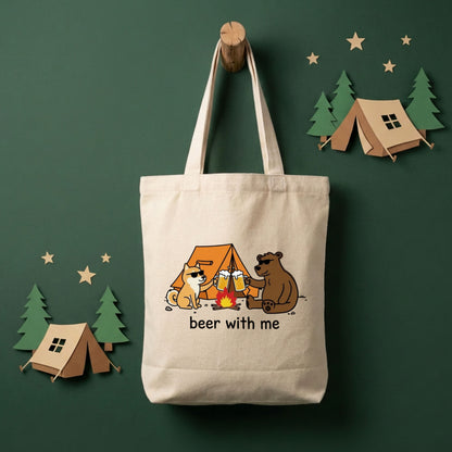 「beer with me」柴犬と熊のキャンプ・アウトドア用トートバッグ | CAMPMODE