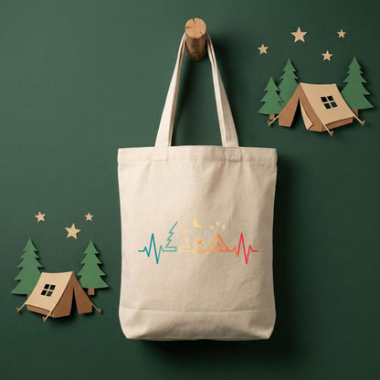 【キャンプの鼓動】カラフルキャンバストートバッグ｜CAMPMODE