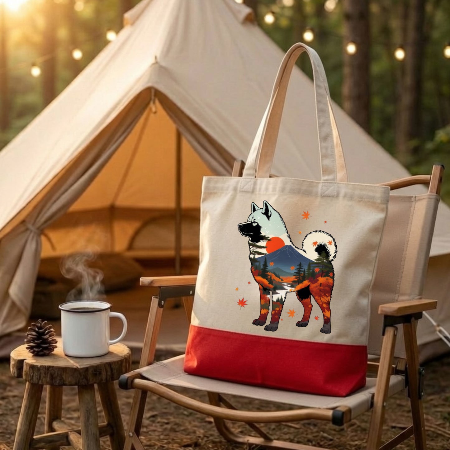 【Akita】2マウンテン風景キャンバストートバッグ | CAMPMODE
