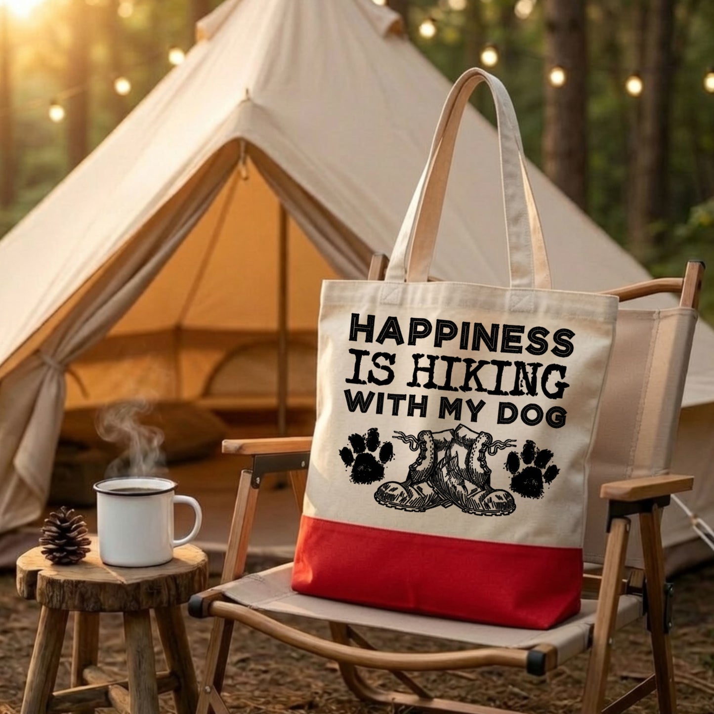 【愛犬とハイキング・登山靴デザイン】キャンバストートバッグ | CAMPMODE
