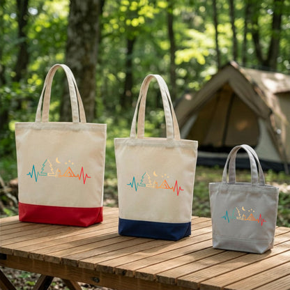 【キャンプの鼓動】カラフルキャンバストートバッグ｜CAMPMODE