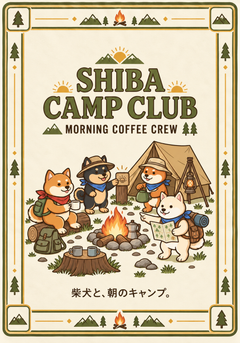 Shiba Camp Club V1 柴犬 キャンプ アウトドア ブランケット | 柴犬と、朝のキャンプ。