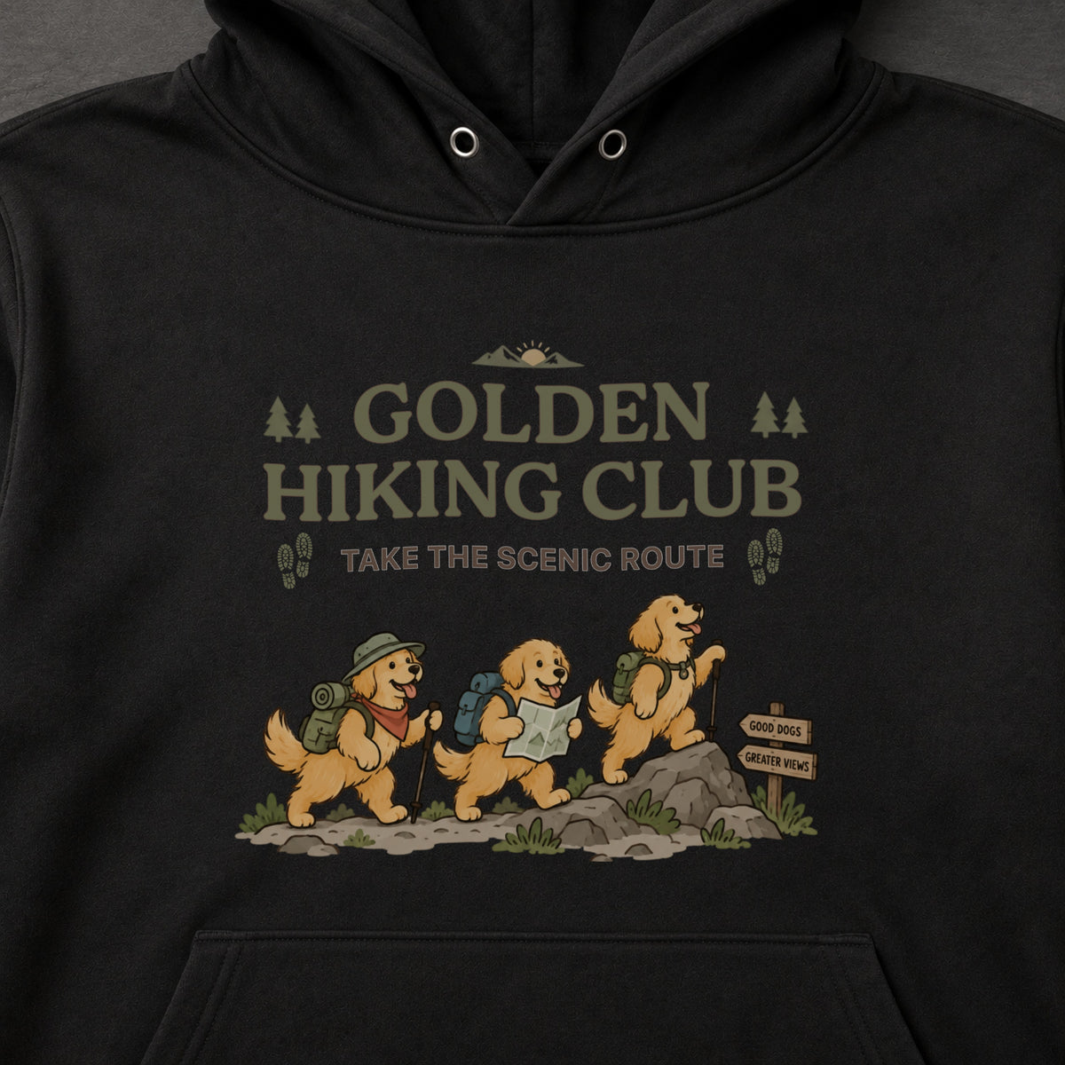 Golden Retriever hiking club ゴールデンレトリバー 登山 パーカー ｜フロントプリント