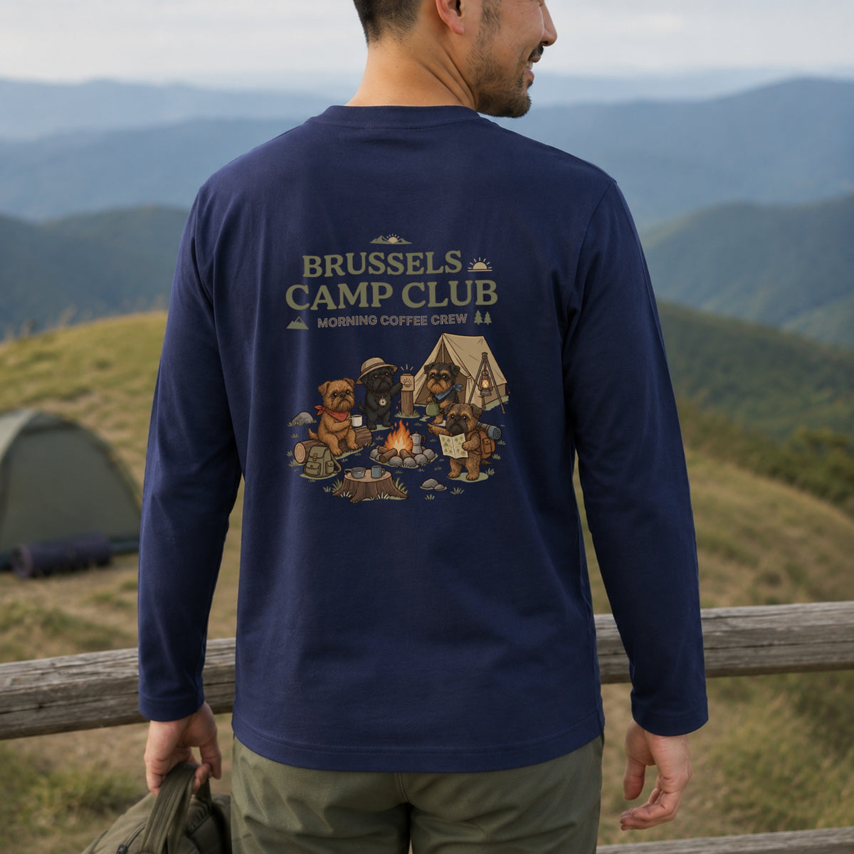 BRUSSELS CAMP CLUB ブリュッセルグリフォン キャンプ バックプリント長袖Tシャツ