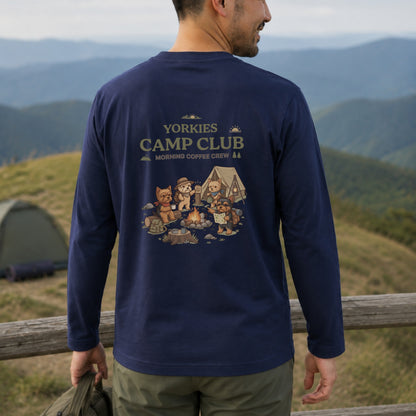 YORKIES CAMP CLUB ヨークシャーテリア キャンプ バックプリント長袖Tシャツ