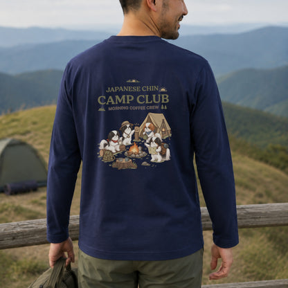 JAPANESE CHIN CAMP CLUB 狆 キャンプ バックプリント長袖Tシャツ