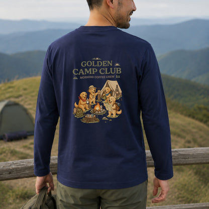 GOLDEN CAMP CLUB ゴールデンレトリバー キャンプ バックプリント長袖Tシャツ