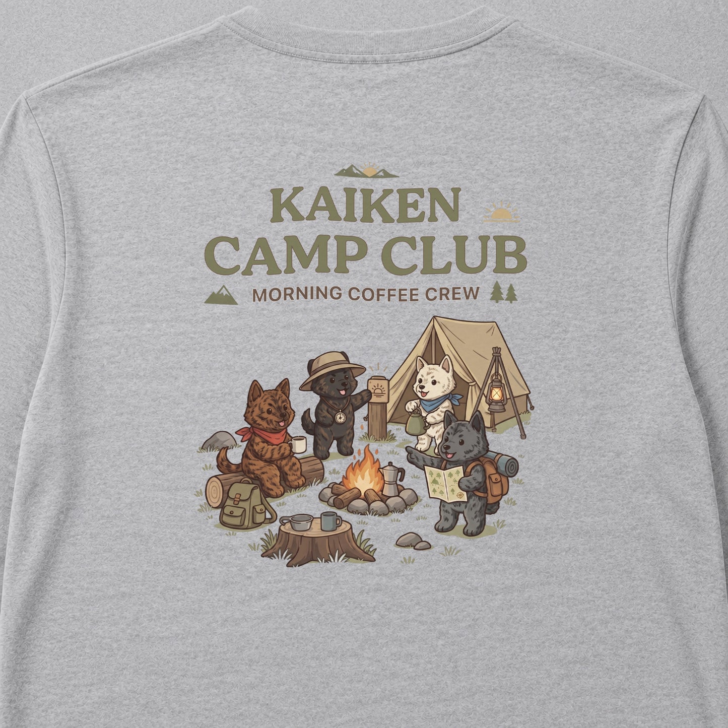 KAIKEN CAMP CLUB 甲斐犬 キャンプ バックプリント長袖Tシャツ