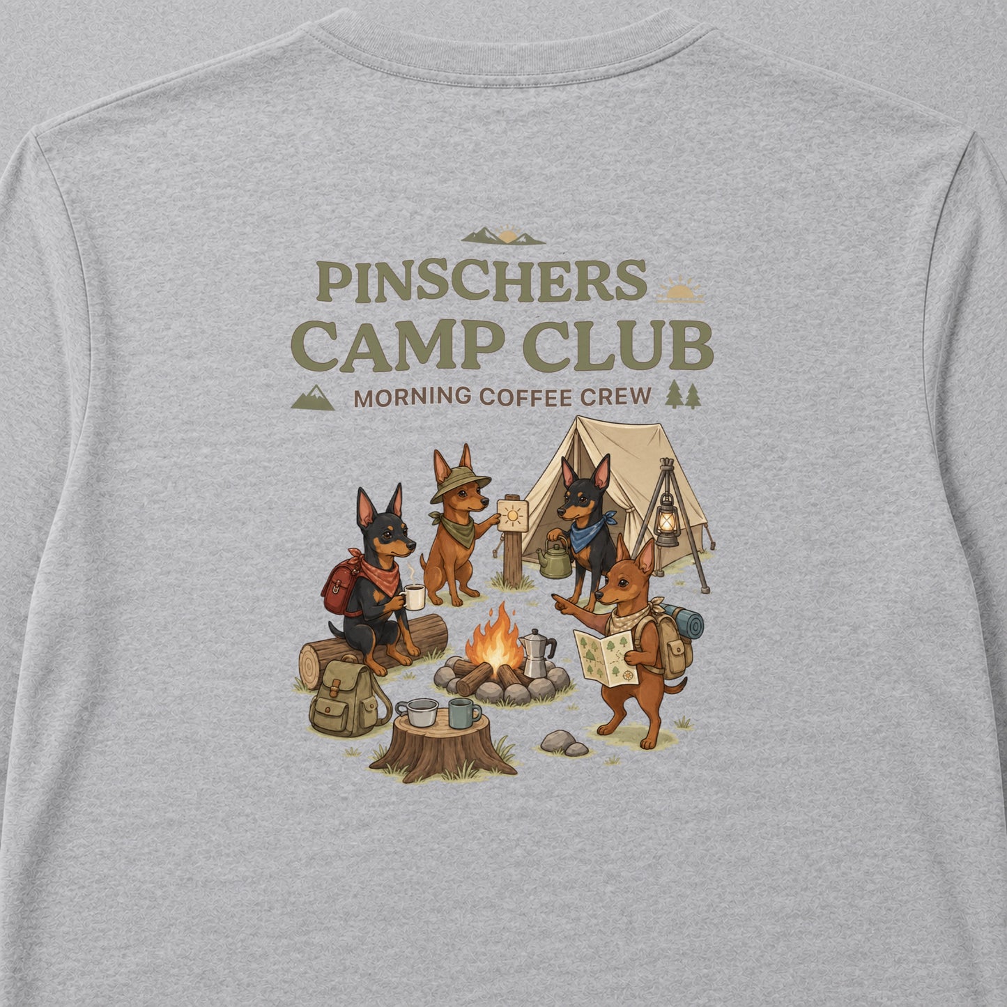 PINSCHERS CAMP CLUB ピンシャー キャンプ バックプリント長袖Tシャツ