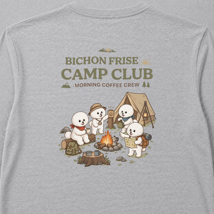 BICHON FRISE CAMP CLUB ビションフリーゼ キャンプ バックプリント長袖Tシャツ