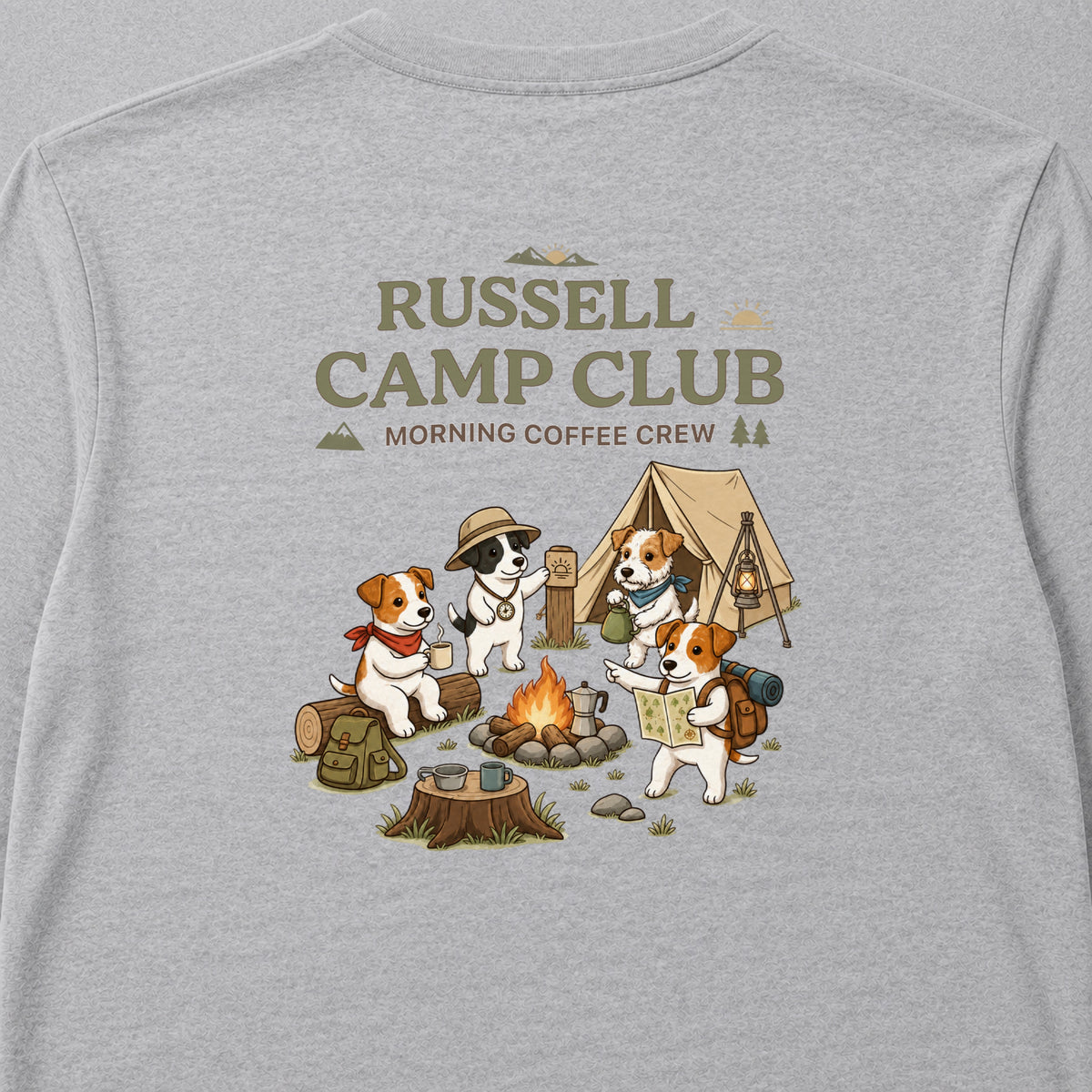 RUSSELL CAMP CLUB ジャックラッセルテリア キャンプ バックプリント長袖Tシャツ