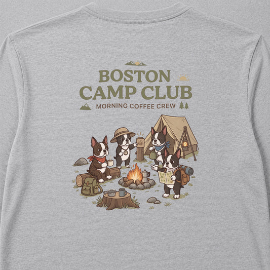 BOSTON CAMP CLUB ボストンテリア キャンプ バックプリント長袖Tシャツ