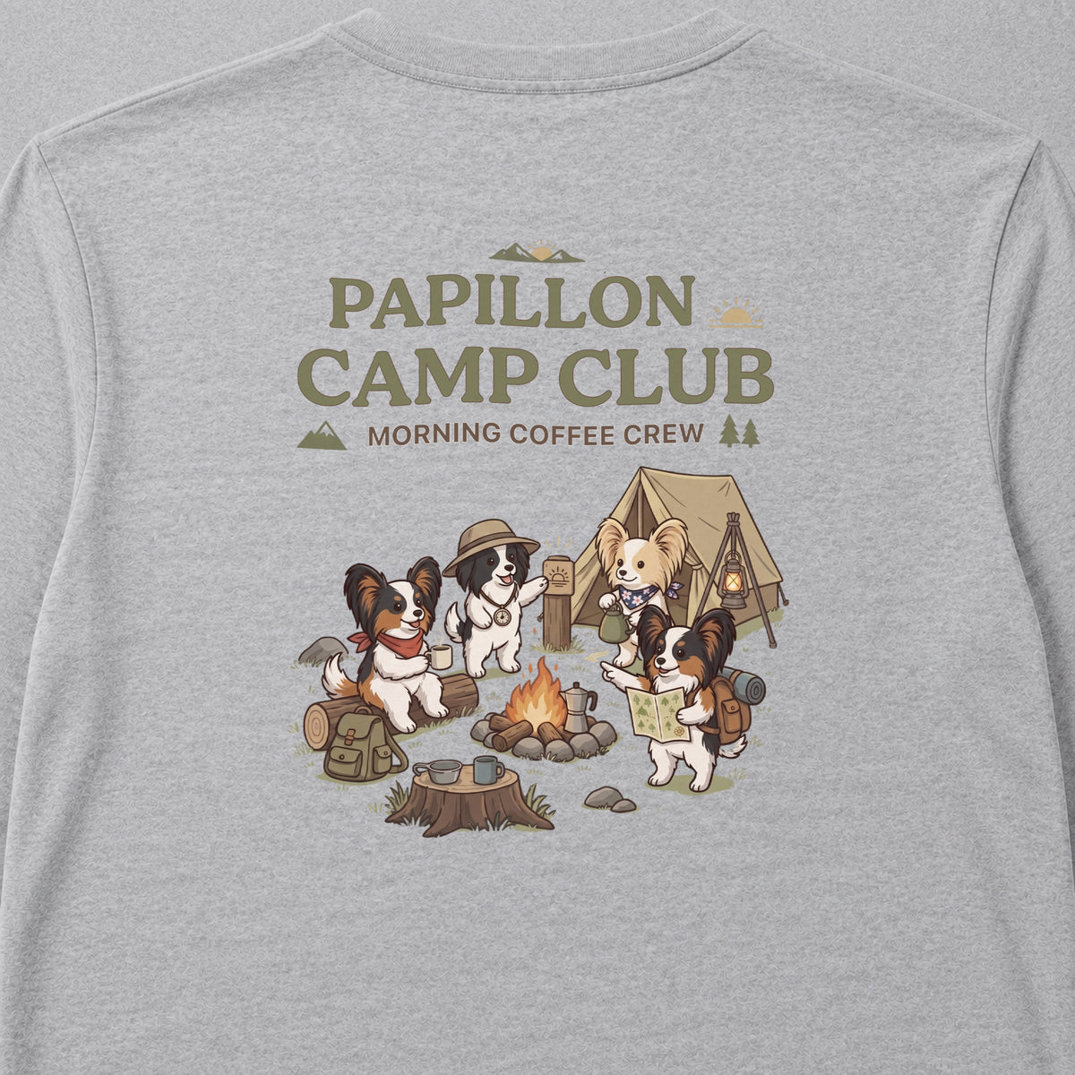 PAPILLON CAMP CLUB パピヨン キャンプ バックプリント長袖Tシャツ