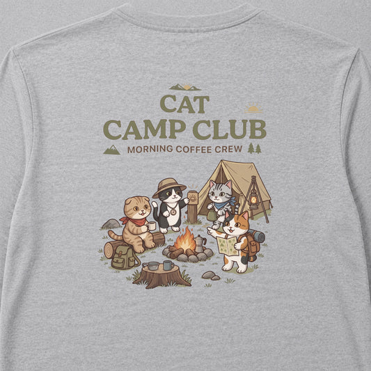 CAT CAMP CLUB 猫 キャンプ バックプリント長袖Tシャツ