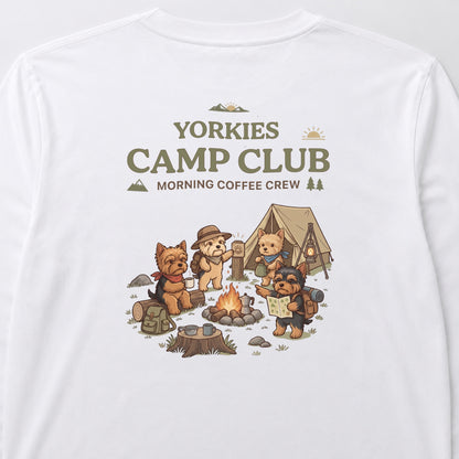 YORKIES CAMP CLUB ヨークシャーテリア キャンプ バックプリント長袖Tシャツ