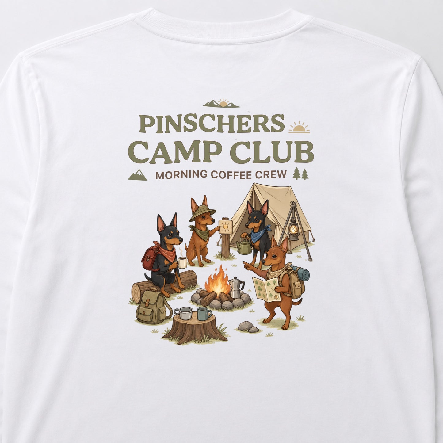 PINSCHERS CAMP CLUB ピンシャー キャンプ バックプリント長袖Tシャツ
