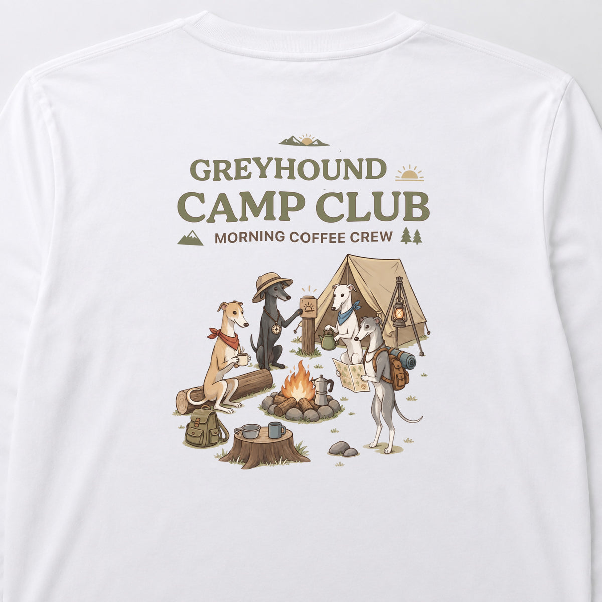 GREYHOUND CAMP CLUB グレイハウンド キャンプ バックプリント長袖Tシャツ