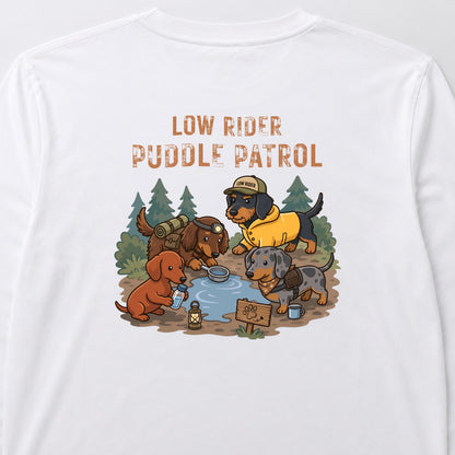 LOW RIDER PUDDLE PATROL ダックスフンド ロングスリーブTシャツ｜バックプリント