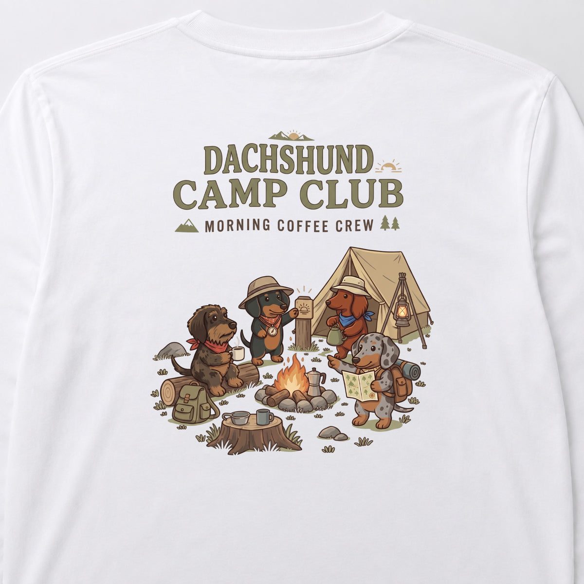 DACHSHUND CAMP CLUB ダックスフンド ロングスリーブTシャツ ｜バックプリント