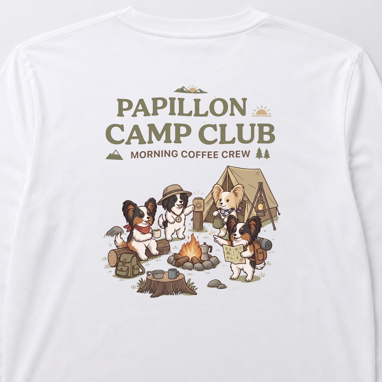 PAPILLON CAMP CLUB パピヨン キャンプ バックプリント長袖Tシャツ