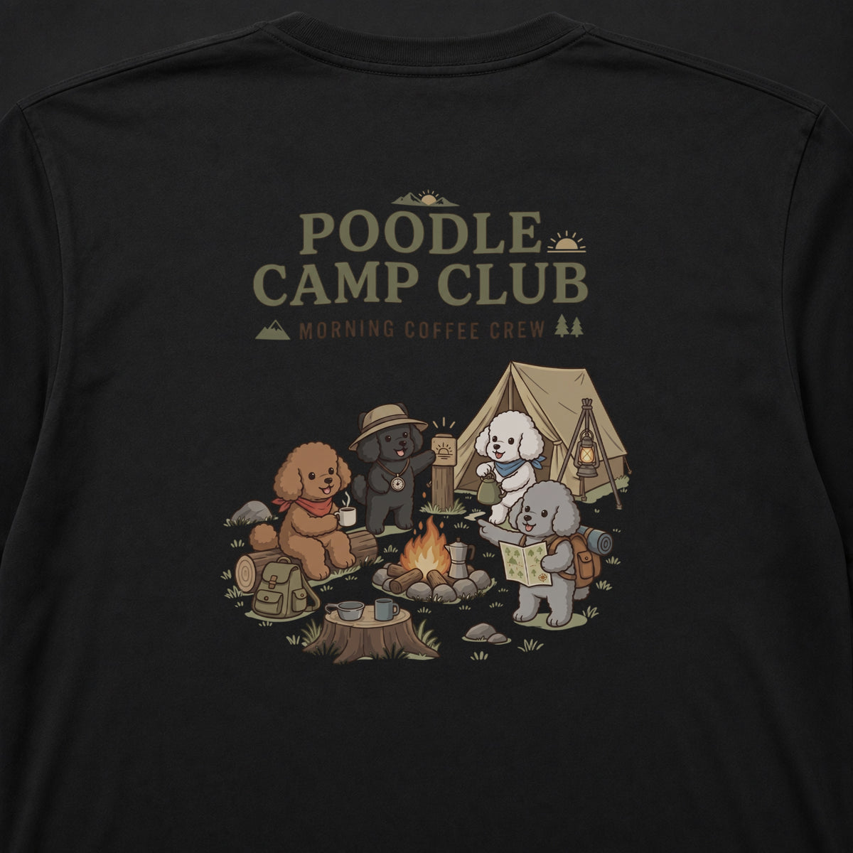 POODLE CAMP CLUB プードル ロングスリーブTシャツ｜バックプリント