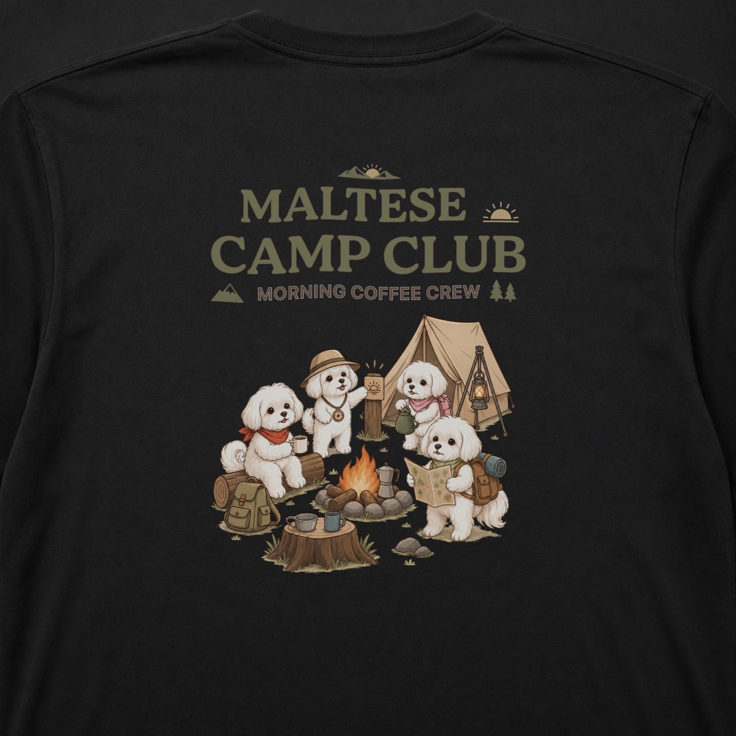 MALTESE CAMP CLUB マルチーズ キャンプ バックプリント長袖Tシャツ