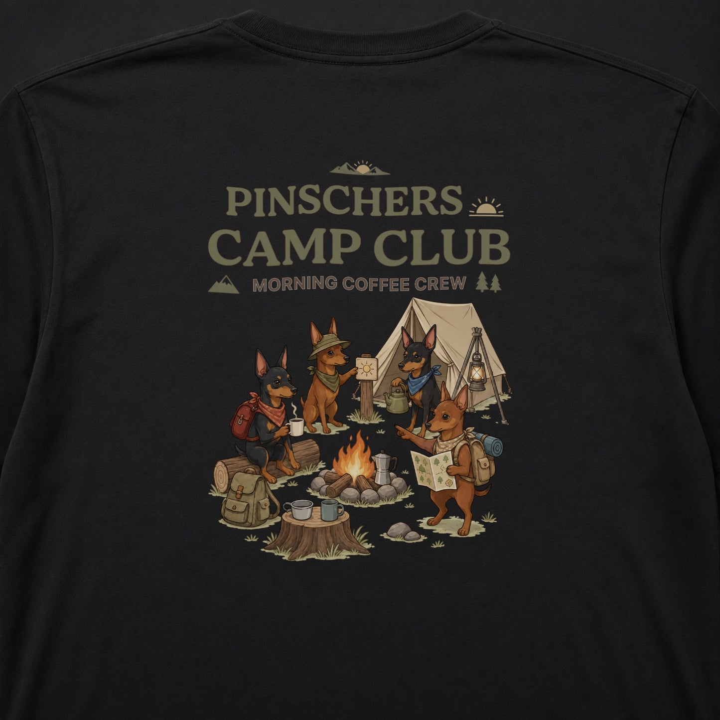 PINSCHERS CAMP CLUB ピンシャー キャンプ バックプリント長袖Tシャツ