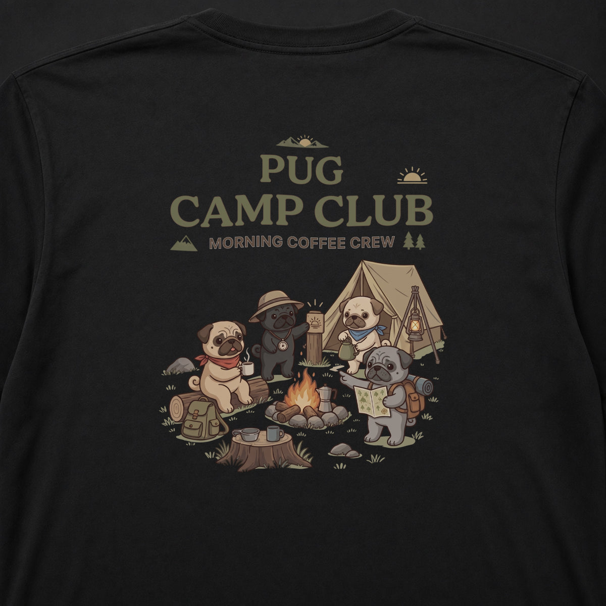 PUG CAMP CLUB パグ キャンプ バックプリント長袖Tシャツ