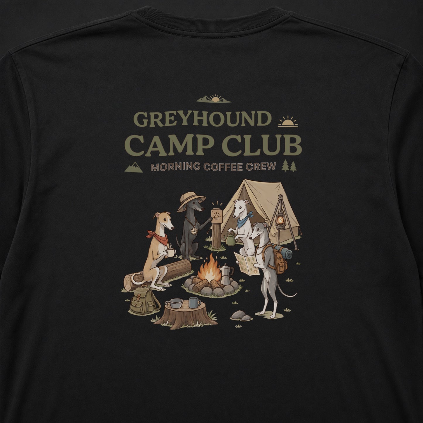GREYHOUND CAMP CLUB グレイハウンド キャンプ バックプリント長袖Tシャツ