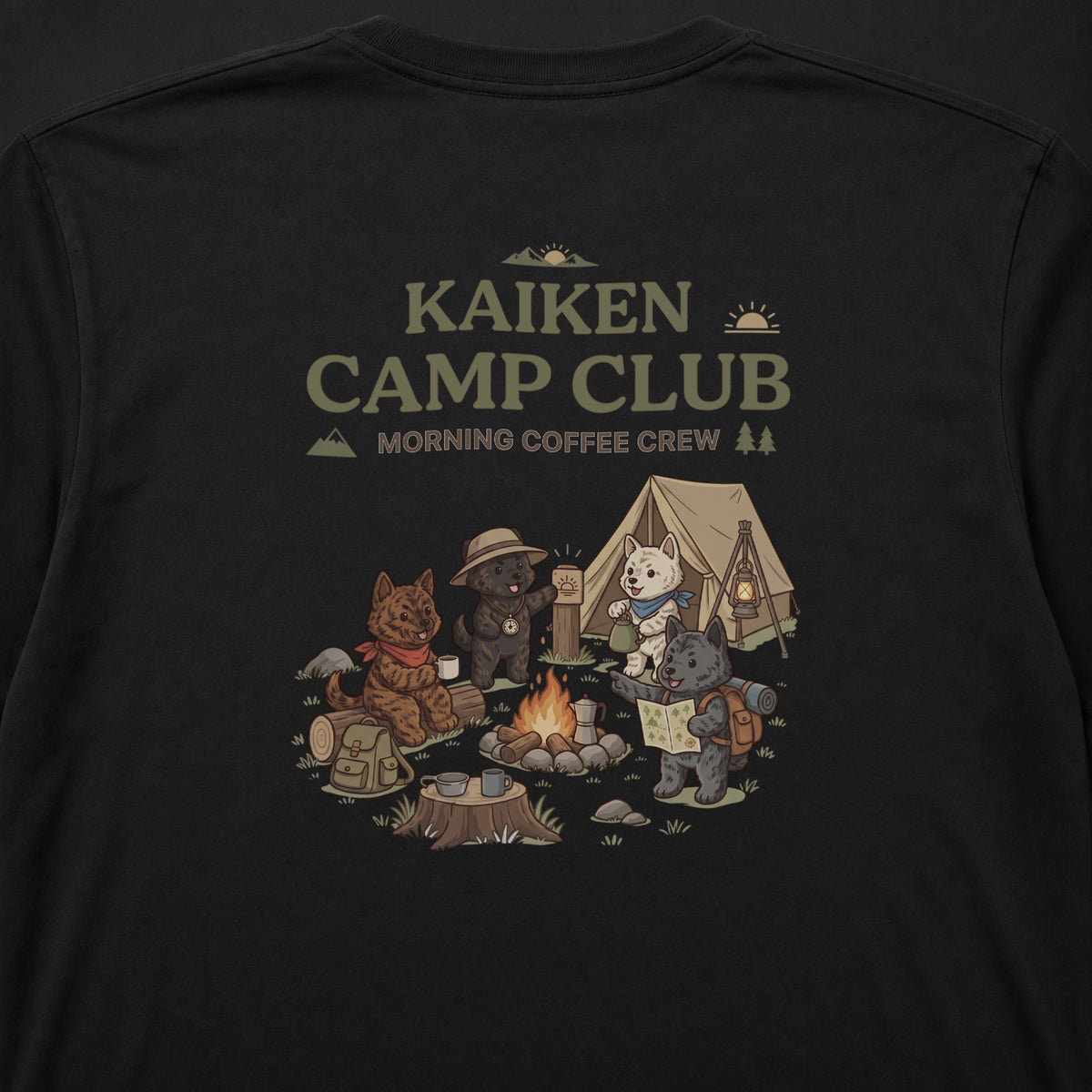 KAIKEN CAMP CLUB 甲斐犬 キャンプ バックプリント長袖Tシャツ