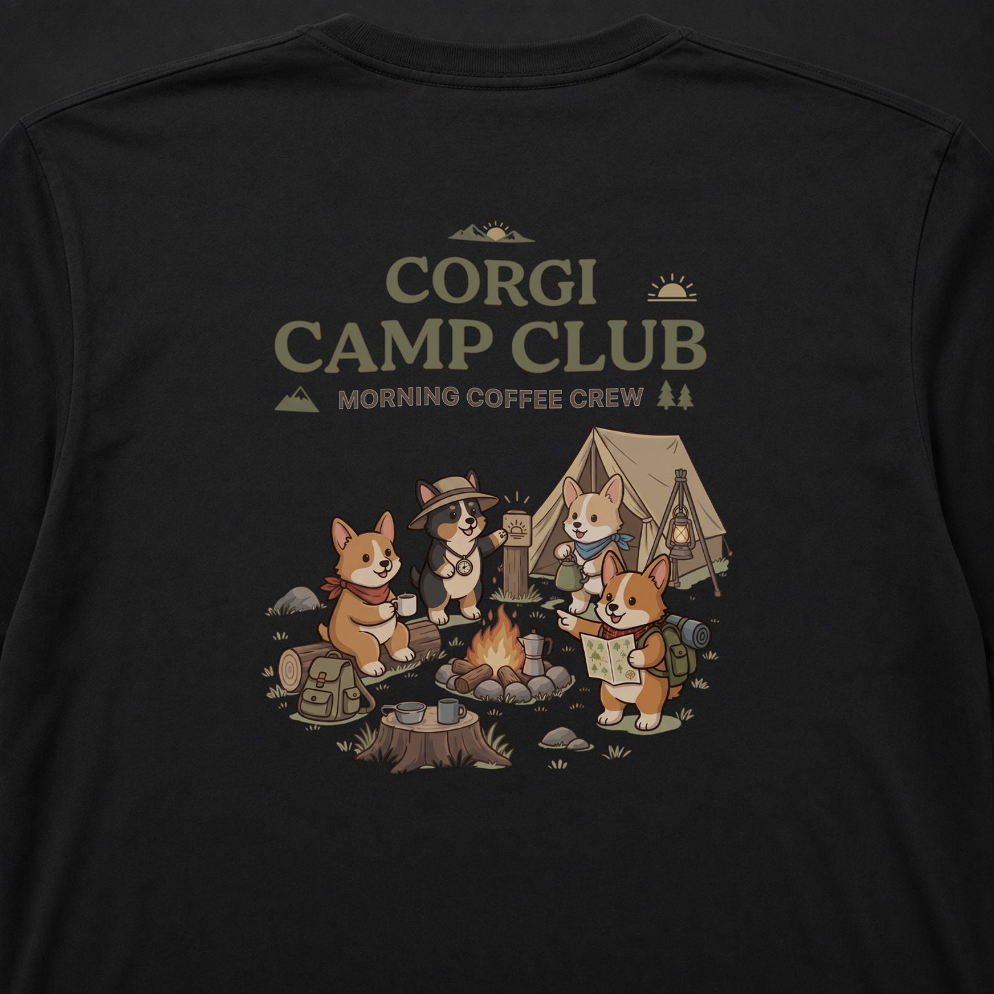 CORGI CAMP CLUB コーギー キャンプ バックプリント長袖Tシャツ