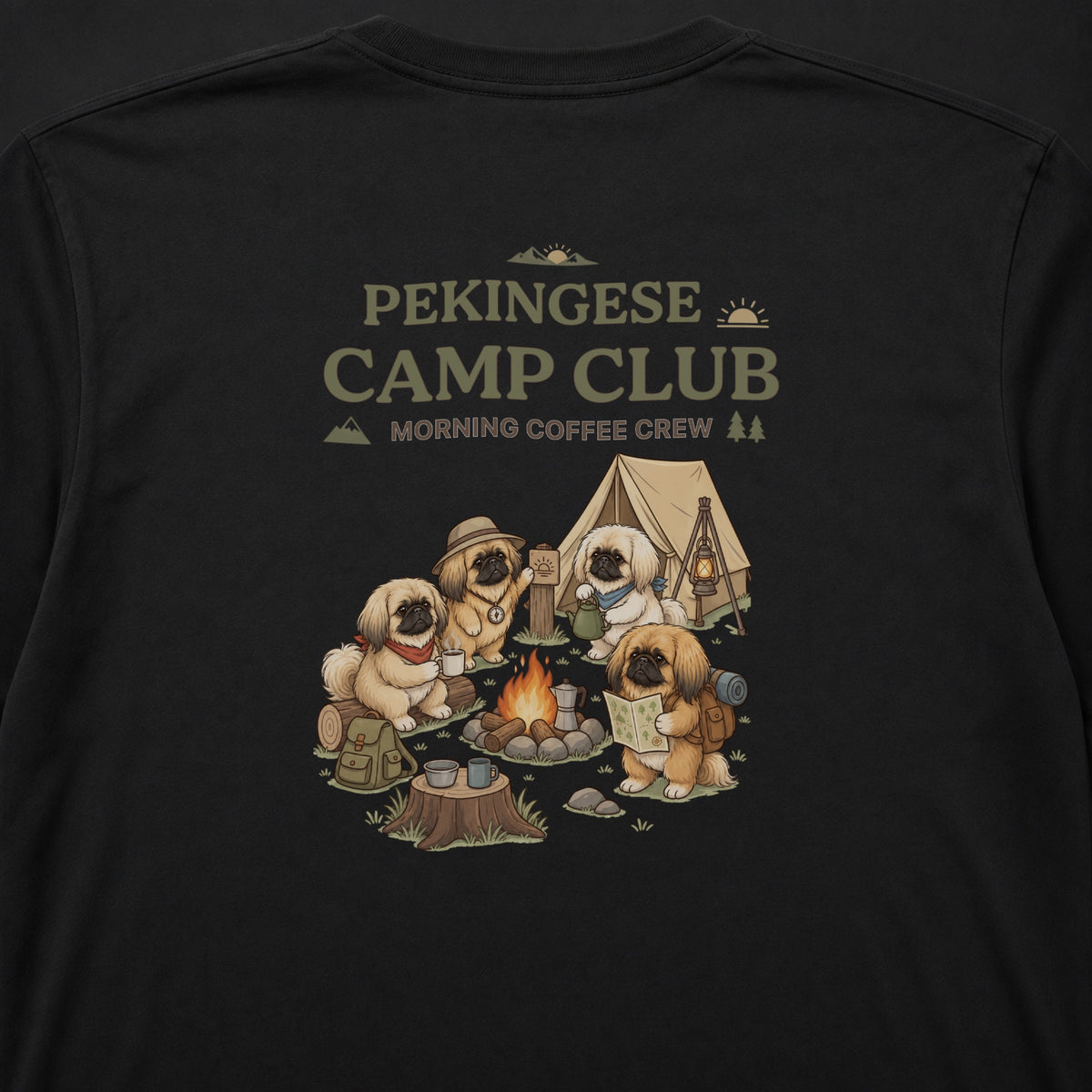 PEKINGESE CAMP CLUB ペキニーズ キャンプ バックプリント長袖Tシャツ