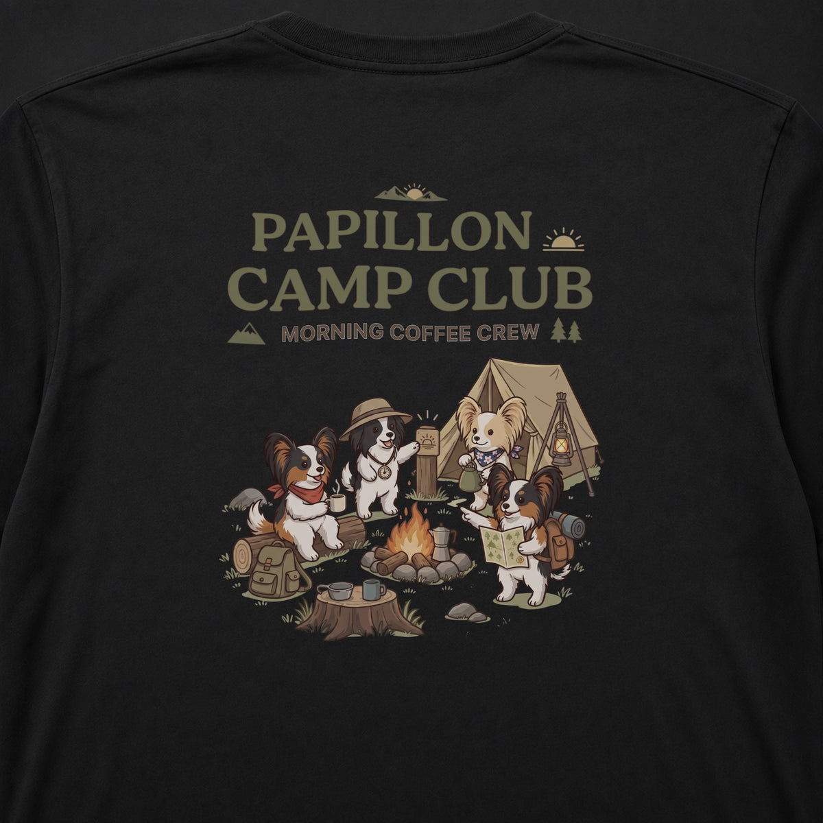 PAPILLON CAMP CLUB パピヨン キャンプ バックプリント長袖Tシャツ