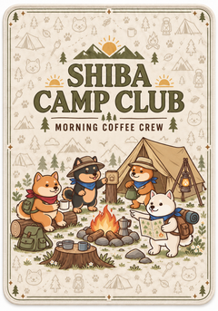 Shiba Camp Club V2 柴犬 キャンプ 総柄 アイボリー ブランケット | モーニングクルー