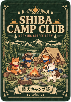 Shiba Camp Club V3 柴犬キャンプ部 森林 アウトドア ブランケット | モスグリーン