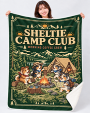 Sheltie Forest Camp シェルティ森林キャンプデザイン | ブランケット | 片面プリント